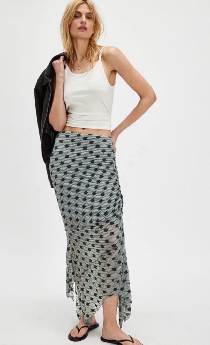 Free People NWT Margot Convertible Maxi Skirt Sz Large Puritan Gray